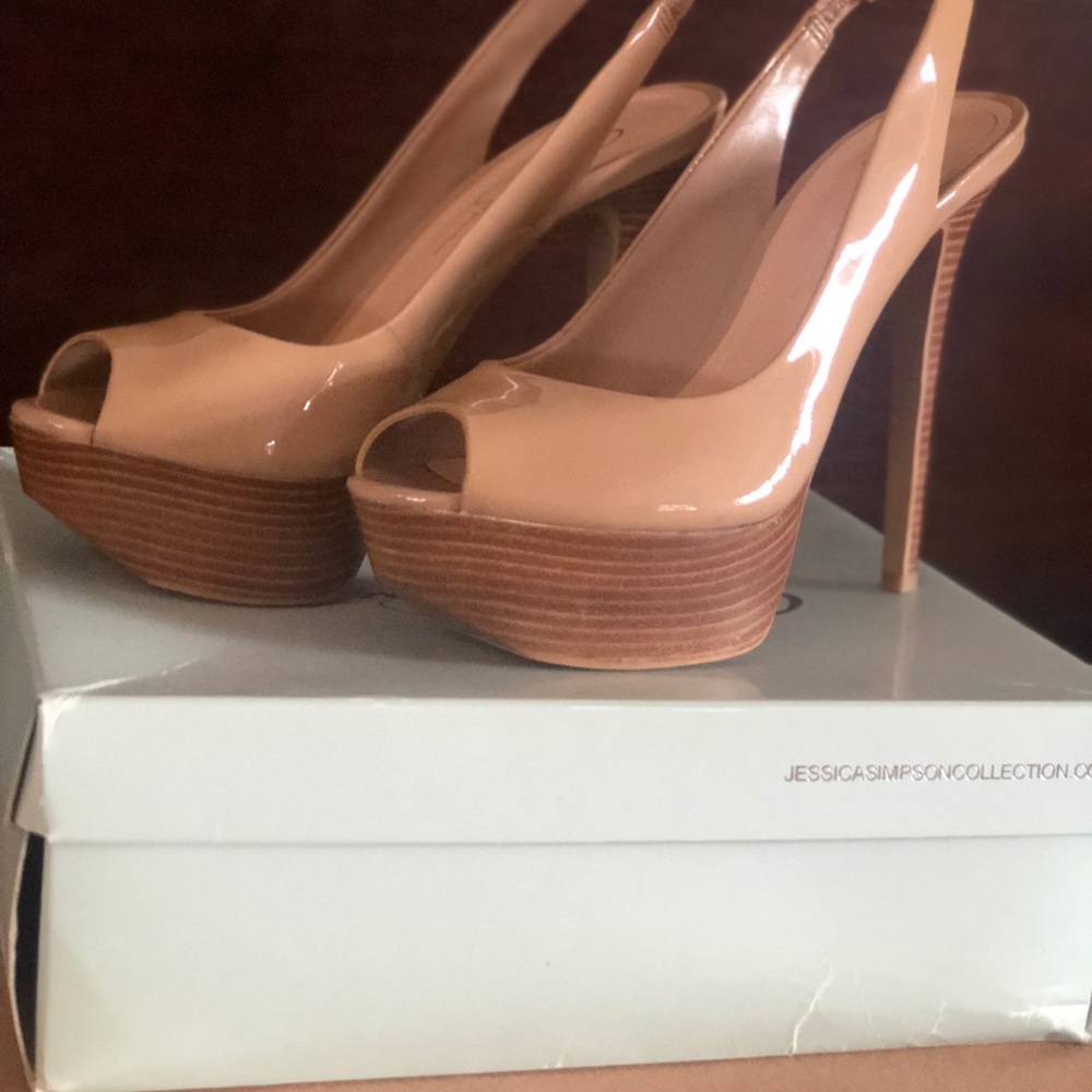 Jessica Simpson platform open back pumps